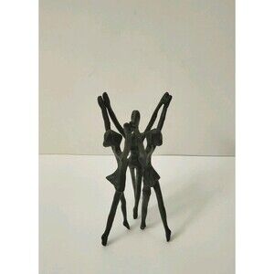 Metal Iron Ballet Dancers Sculpture Ornament High Quality Desk Figurine Black